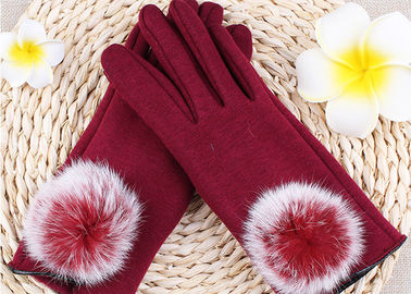 China De warmste het Fluweelvacht van Schapehuidhandschoenen Gloves het Konijntouch screen van Rode Kleurenrex leverancier