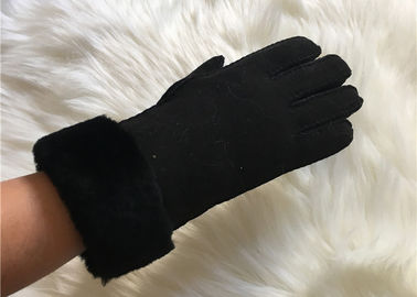 China Handschoenen van de Handschoen Zwarte Shearling Leahter van de Handsewnschapehuid de Dubbele Gezicht hand-Gestikte leverancier