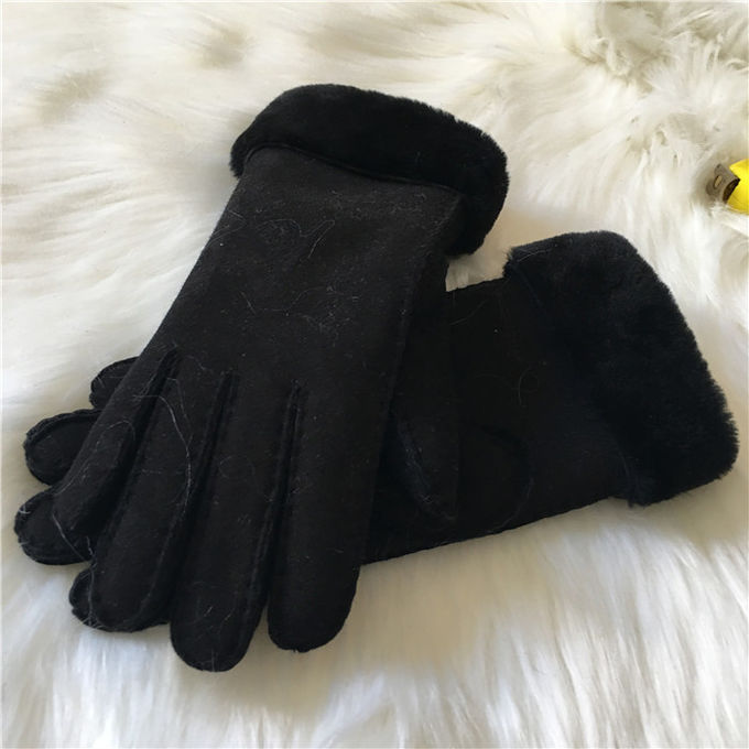 Handschoenen van de Handschoen Zwarte Shearling Leahter van de Handsewnschapehuid de Dubbele Gezicht hand-Gestikte